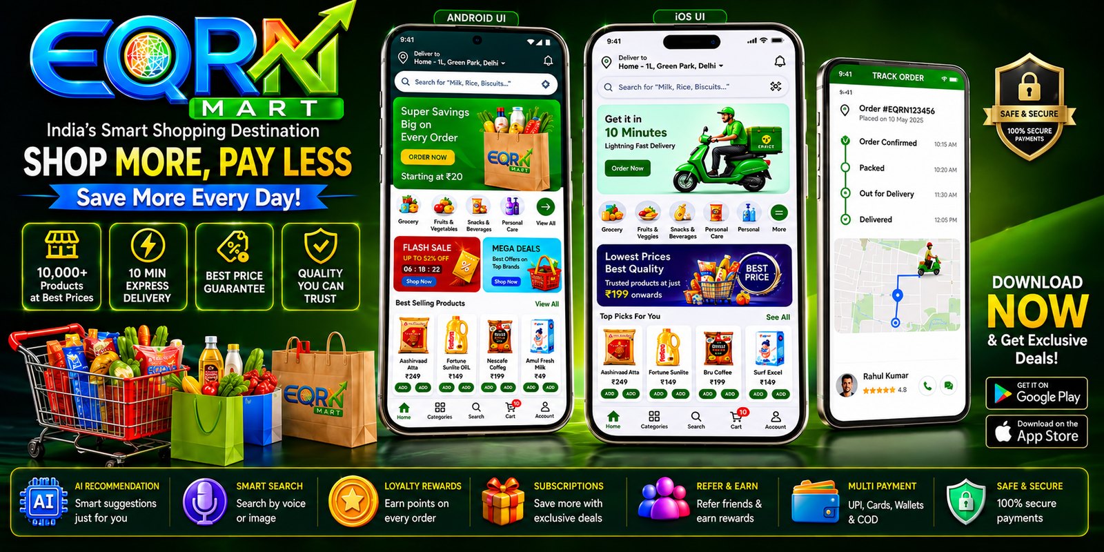 EQRN Mart — India's smart shopping destination. Shop more, pay less.